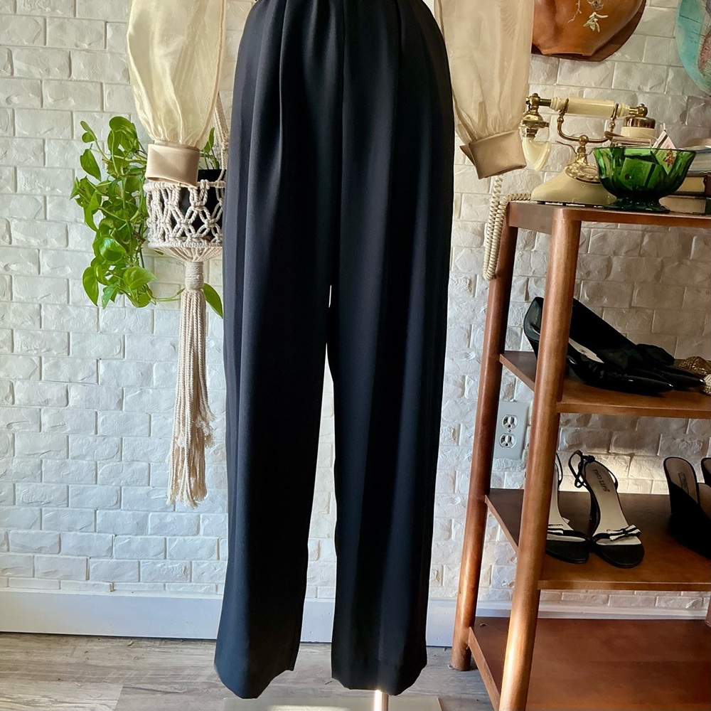Vintage J.R. Nites by Caliendo Sheer Gold Puff Sleeve Jeweled Belted Jumpsuit - Picture 8 of 16